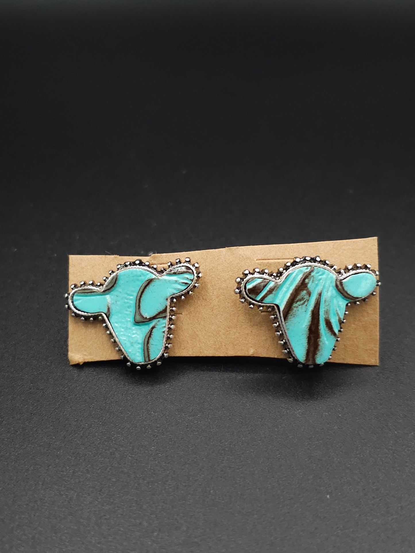 Sweet Little Turquoise Cow Head Studs