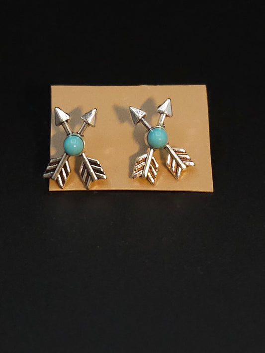 Silver and Turquoise Arrow Earrings