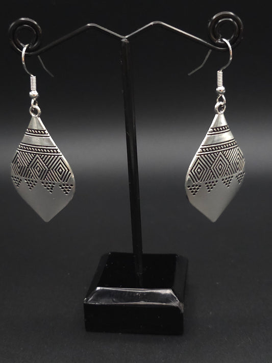 Stunning Carved Silver Earrings