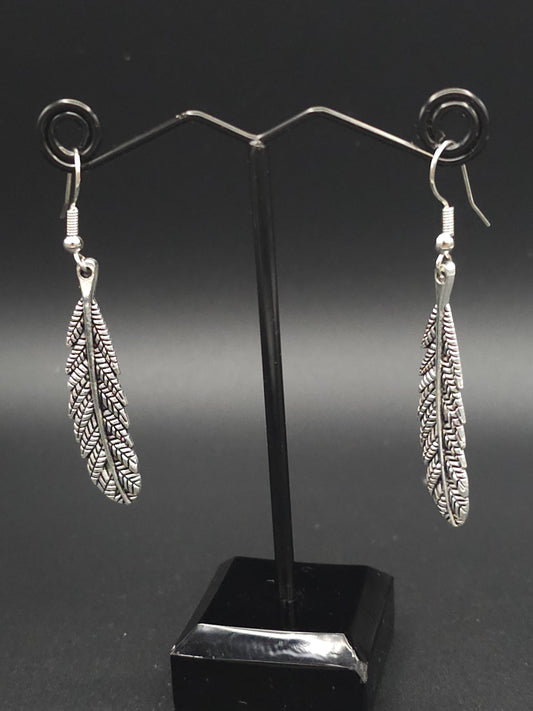 Simple Silver Feather Earrings