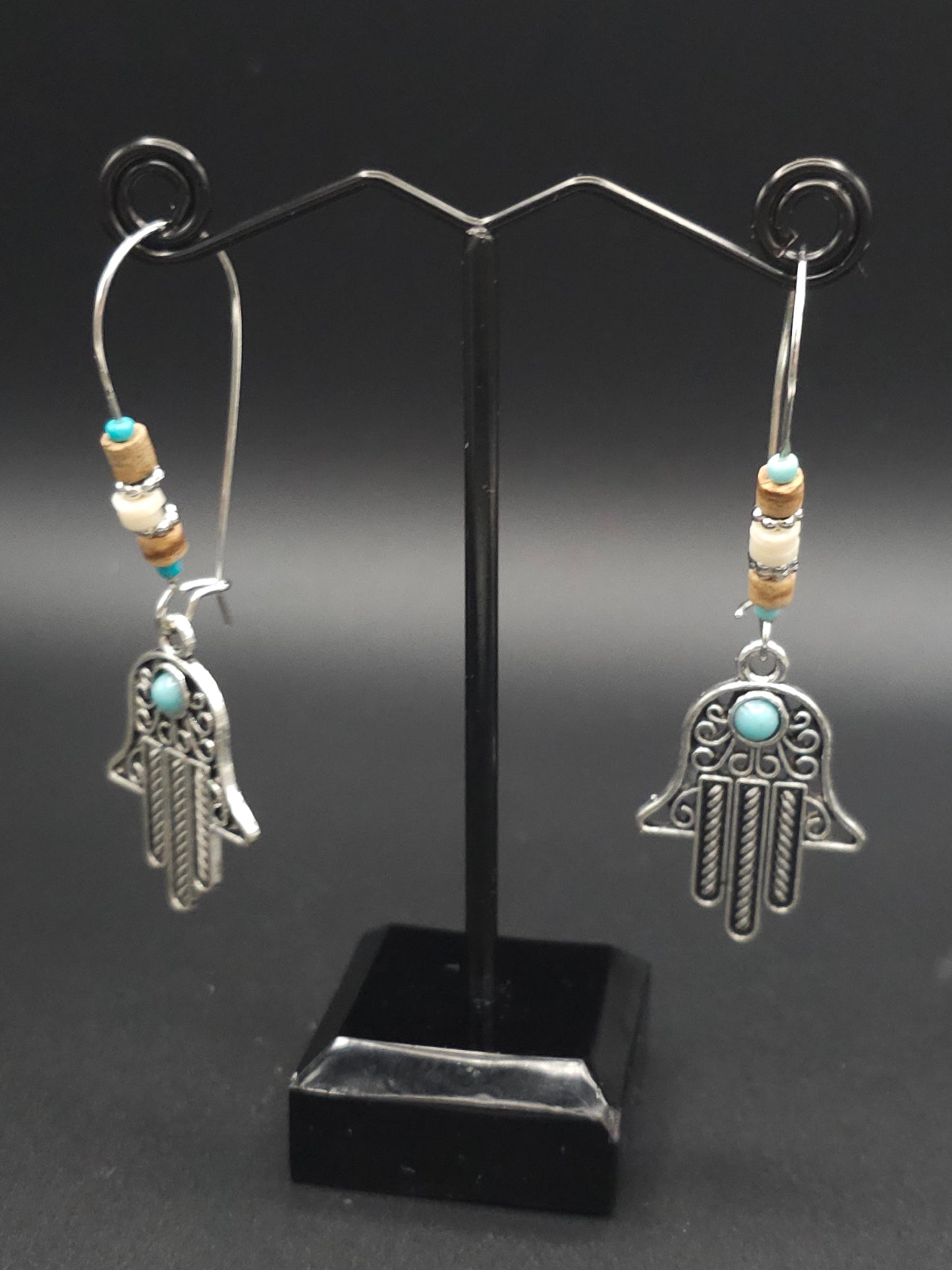 Beaded Hamsa Hand Drop Earrings