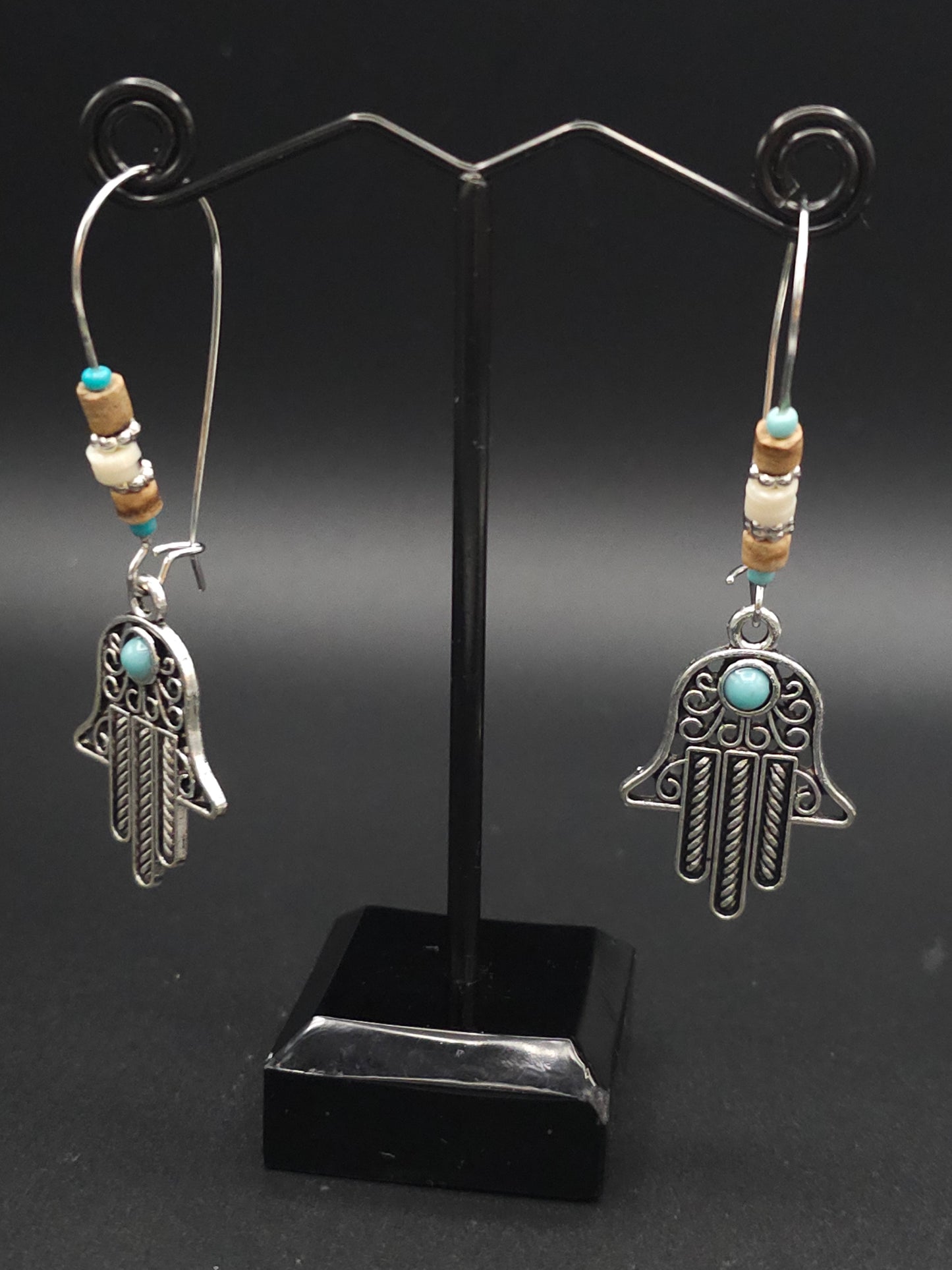 Beaded Hamsa Hand Drop Earrings