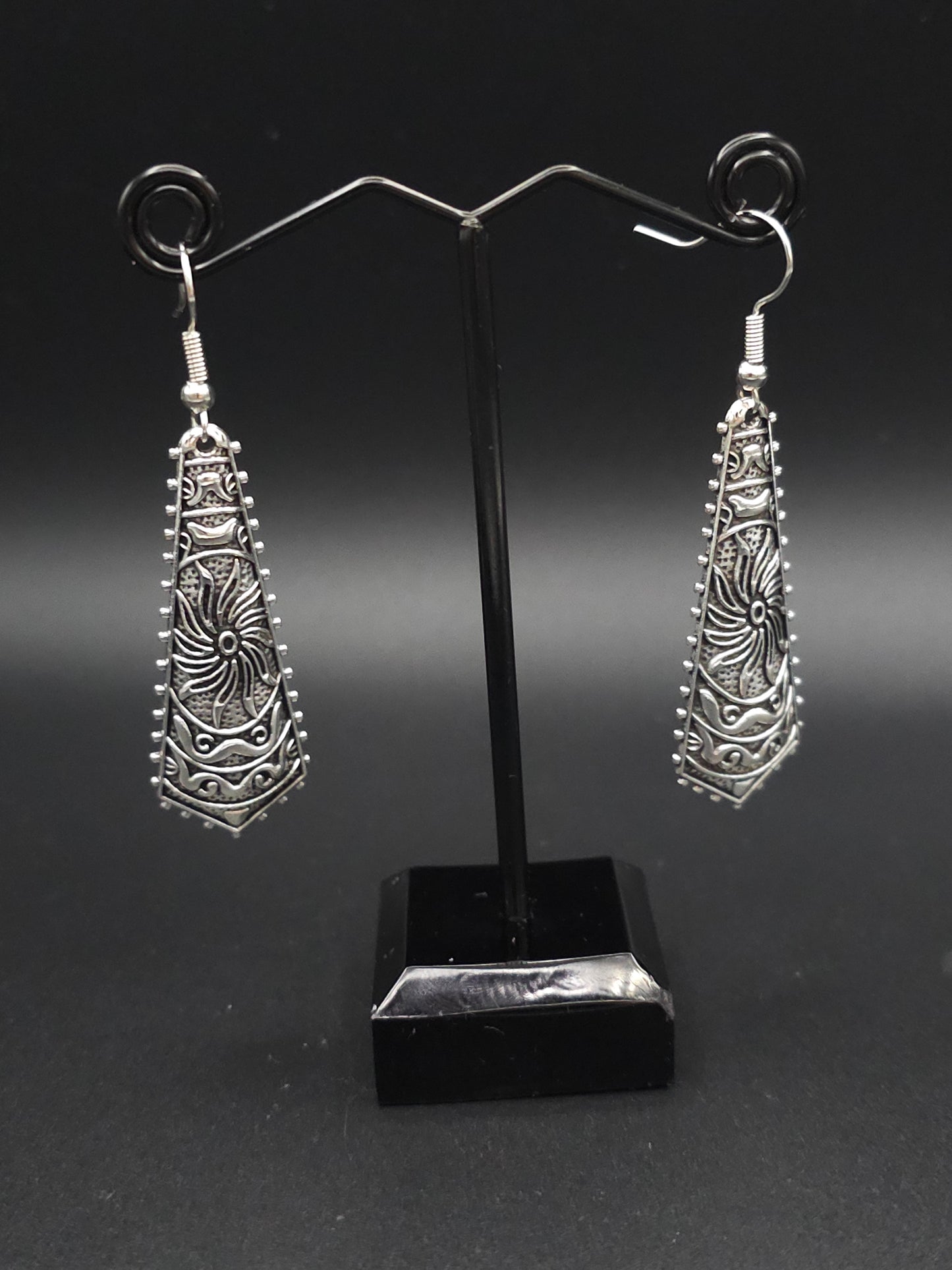 Beautifully Carved Earrings with a Unique Drop Shape