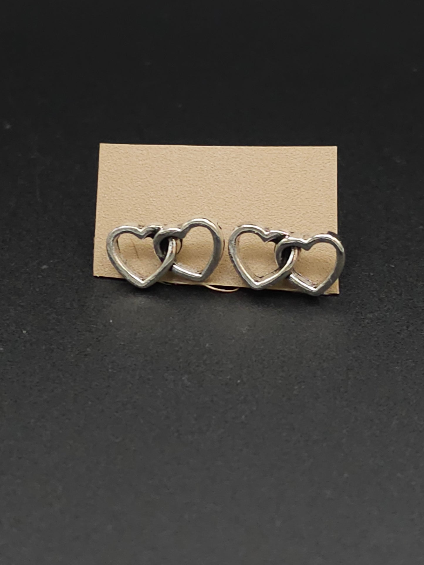 Double Heart Silver Studs