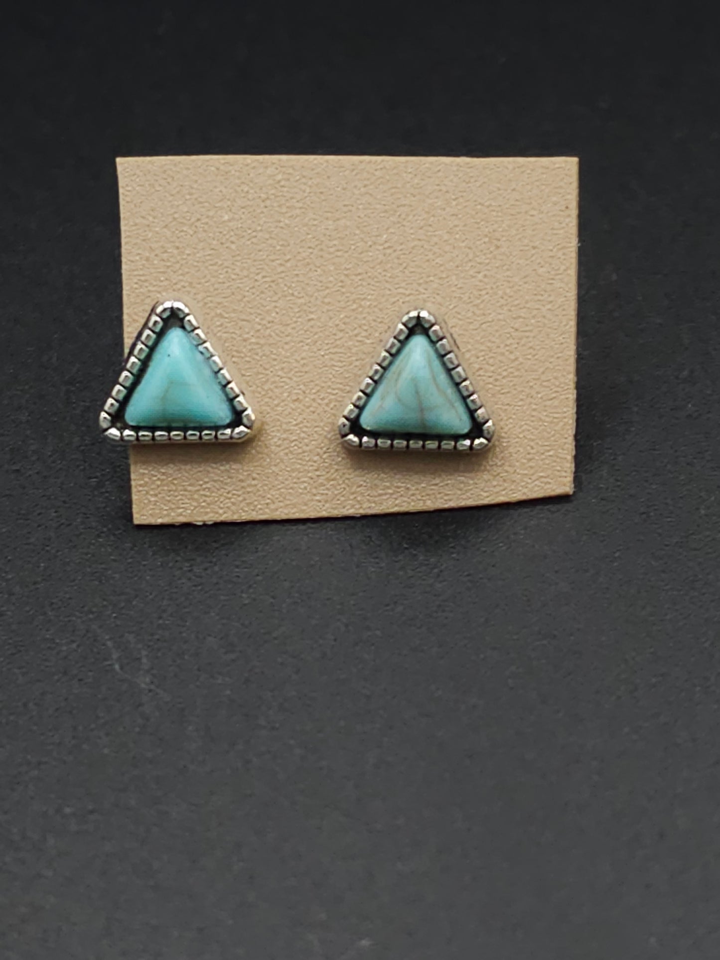 Turquoise and Silver Triangle Studs