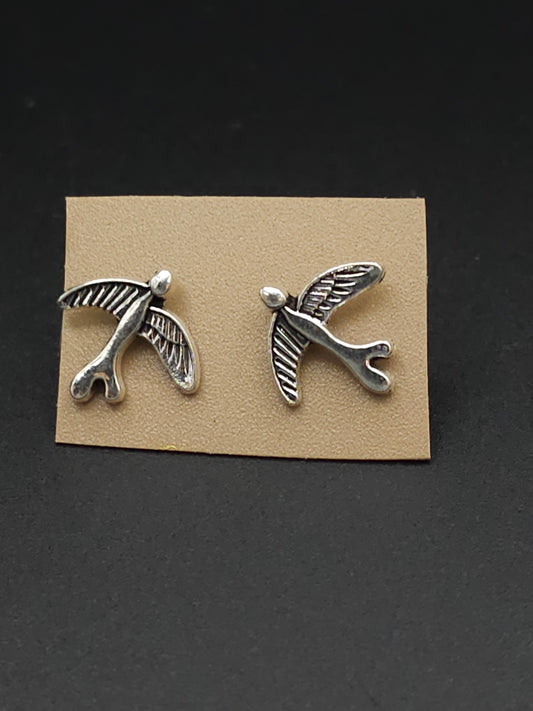 Silver Swallow (Birds) Stud Earrings