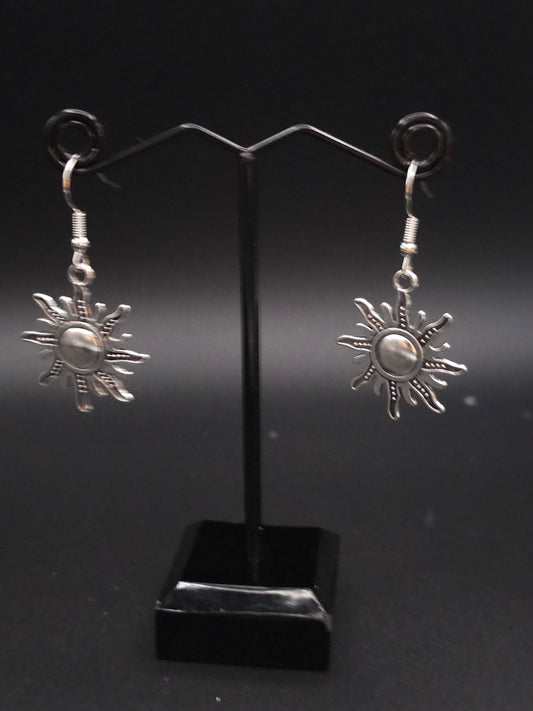 Silver Sunburst Earrings