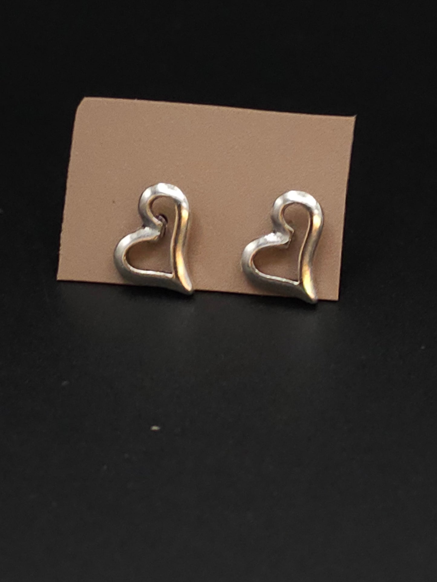 Hollow Silver Heart Stud Earrings