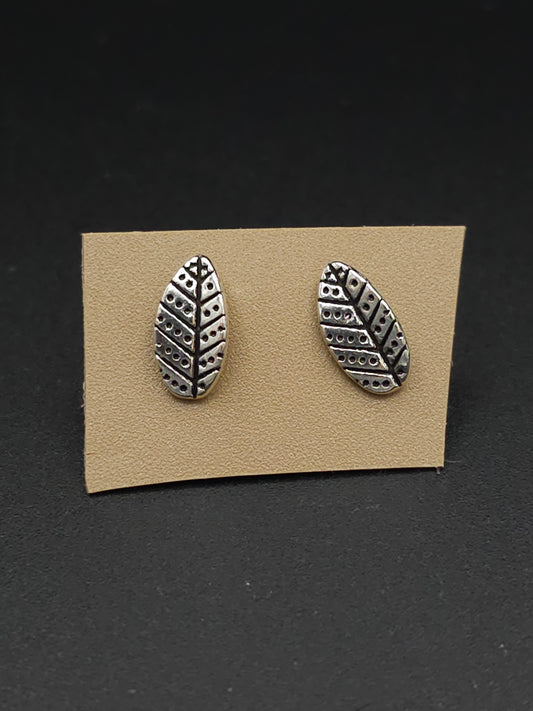 Simple Little Silver Leaf Studs