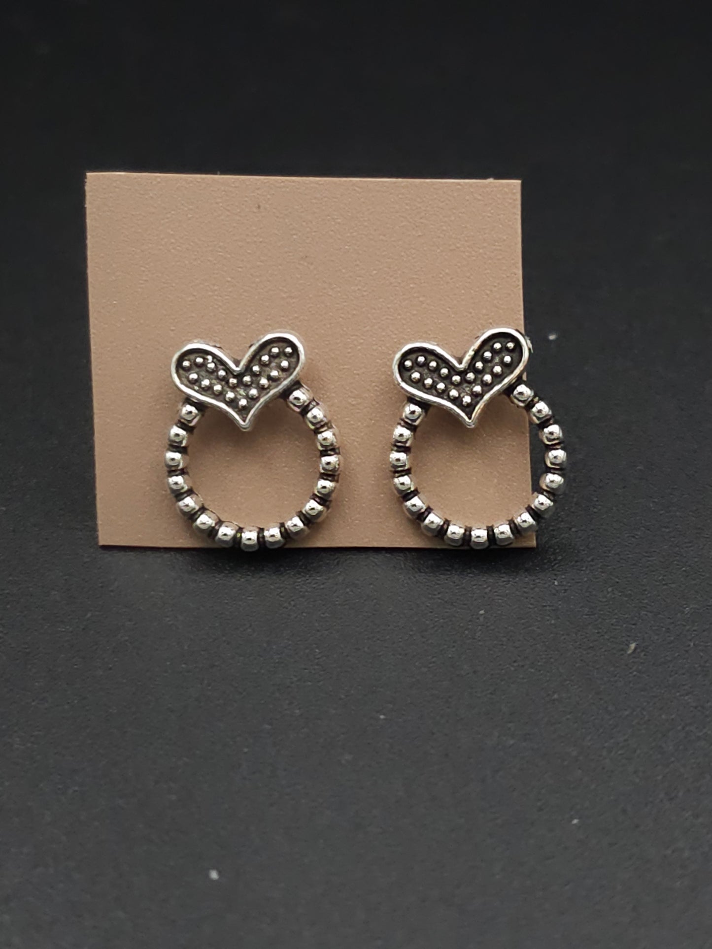 Cute Silver Heart Wreath Stud Earrings