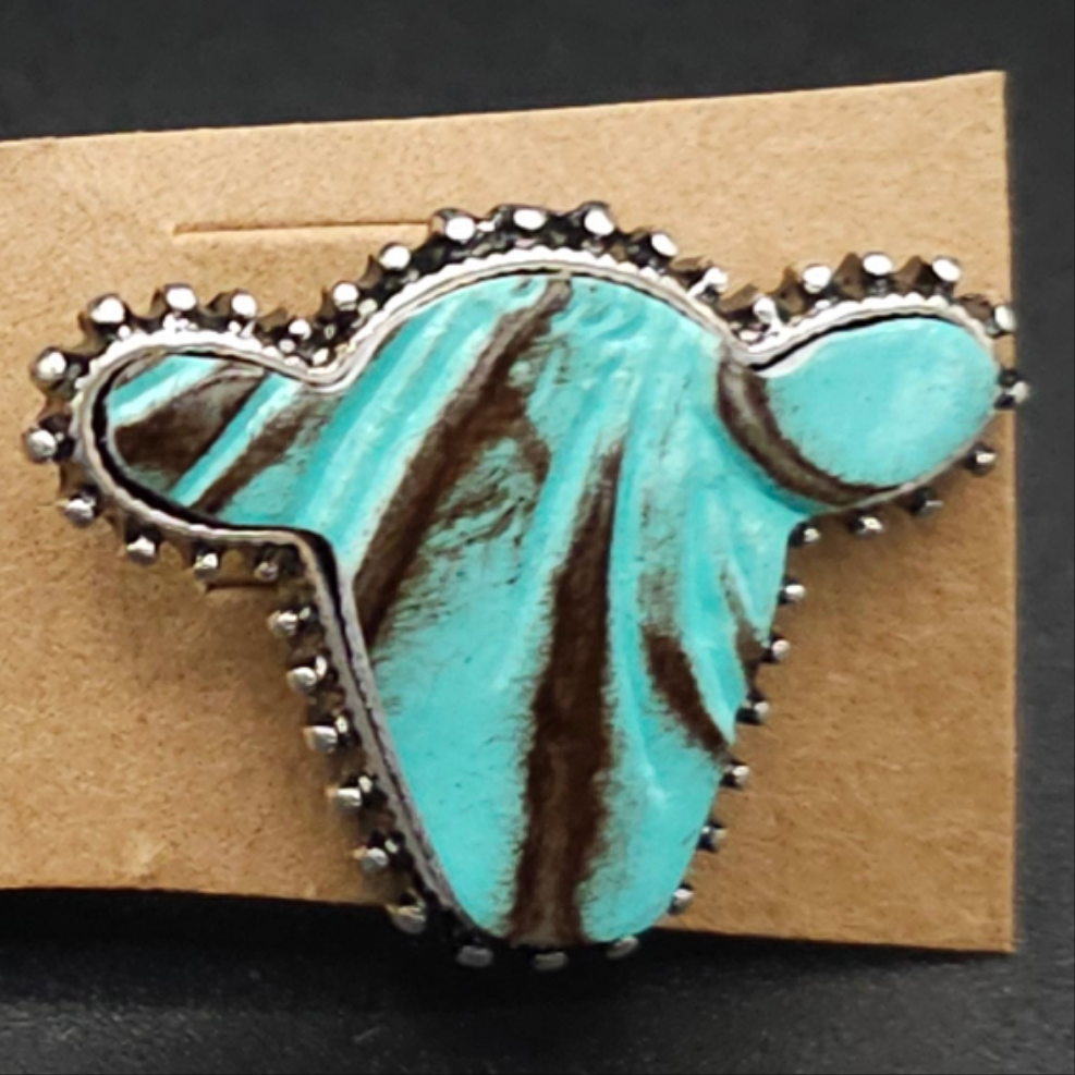 Sweet Little Turquoise Cow Head Studs