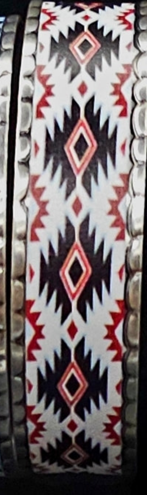 White, Black, and Red Tribal Print Cuff Bracelet